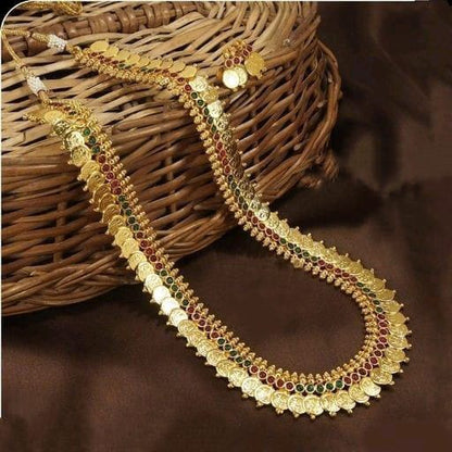 South Indian Gold Platd Laxmi Necklace set with Earrings for women & Girls