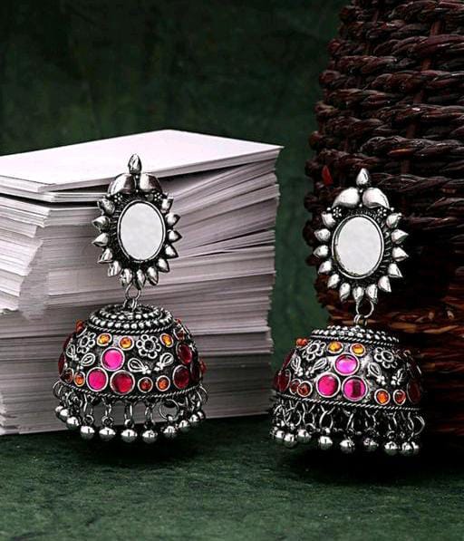 Indian Traditional Oxidized MultiColor Ghungroo Jhumka Earrings for Women & Girls