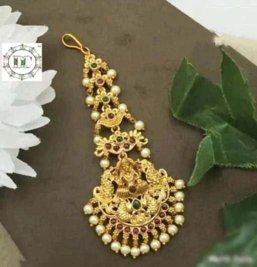 Temple Gold Finish South Indian Head Jewelry Maang Tikka For Women & Girls