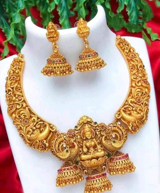 South Indian Solid Hasadi Temple Copper Gold Plated Jewellery Set For Women & Girls