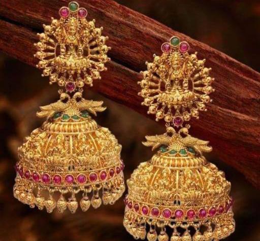 Maa Laxmi Traditional South Kundan Jhumka Earrings For Women & Girls