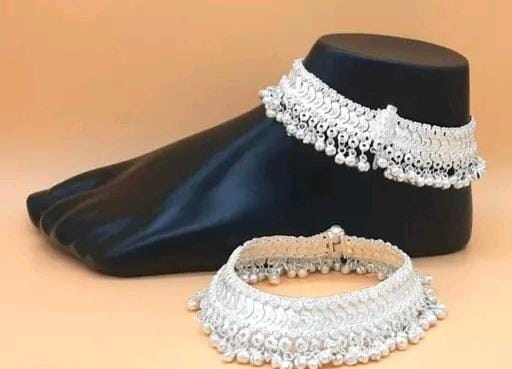 Heavy Ghungroo Silver Plated Wedding Payal Ankelts Pair For Women & Girls