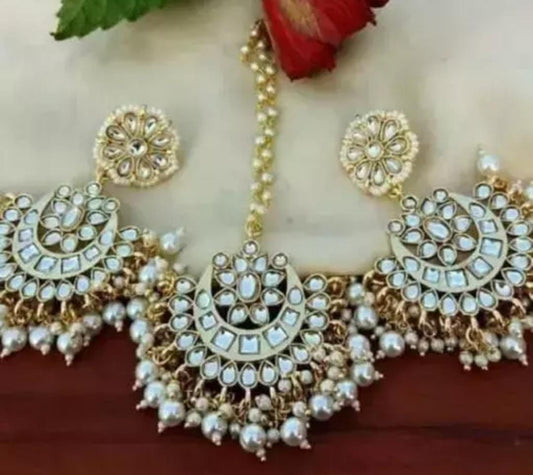 Traditional Style Wedding Golden Touch Jhumka Earrings With Mangtika For Women & Girls