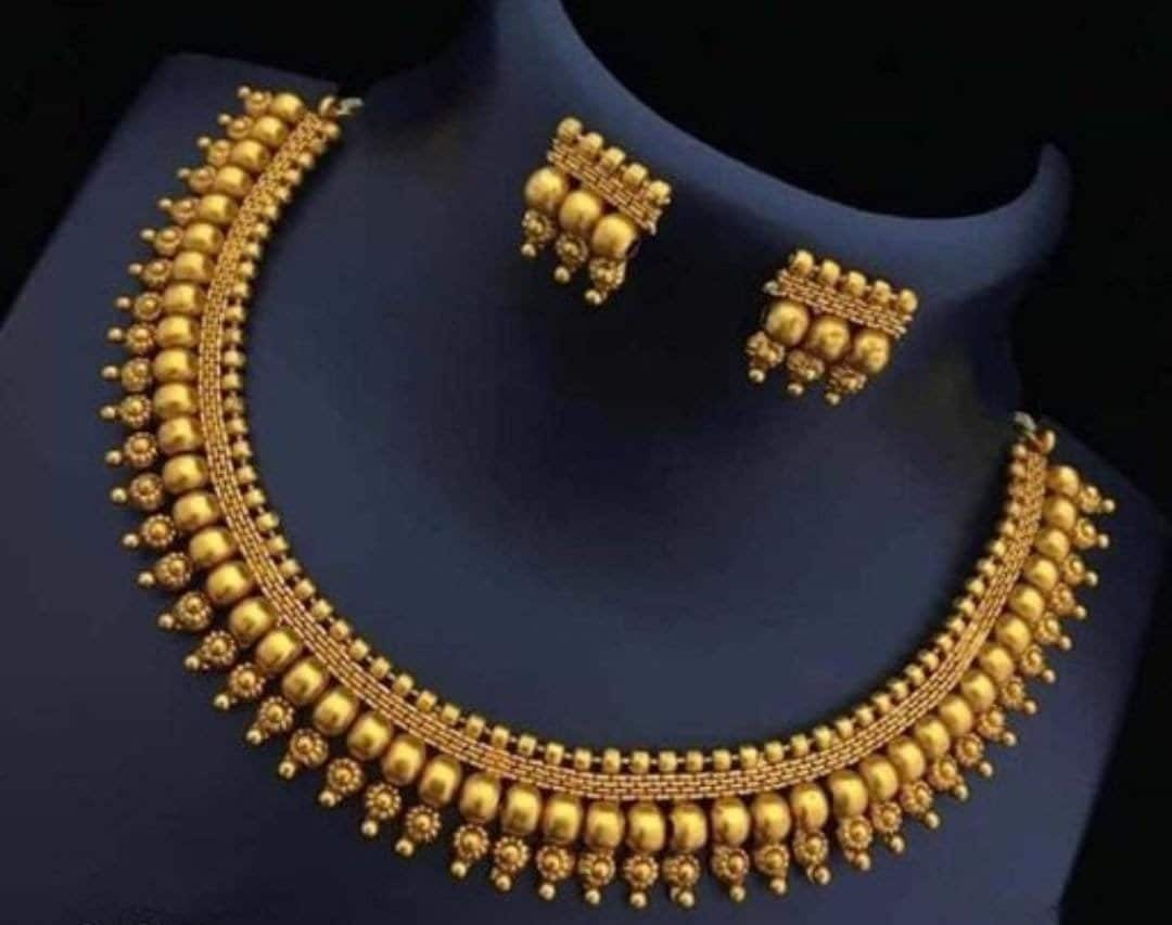 Gold Plated South Indian Designer Look Chokar Necklace Set For Women & Girls