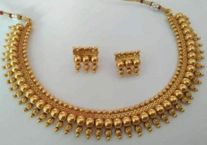 Gold Plated South Indian Designer Look Chokar Necklace Set For Women & Girls