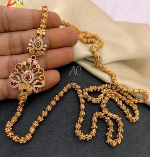 Indian Matte Finish Chandrika Mop Chain Gold Plated Covering Mop Chain For Women & Girls