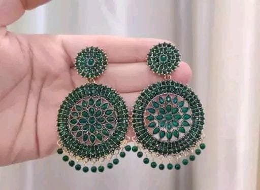 American Diamond Colorful  Chandbali Jhumka  Earrings For Women & Girls