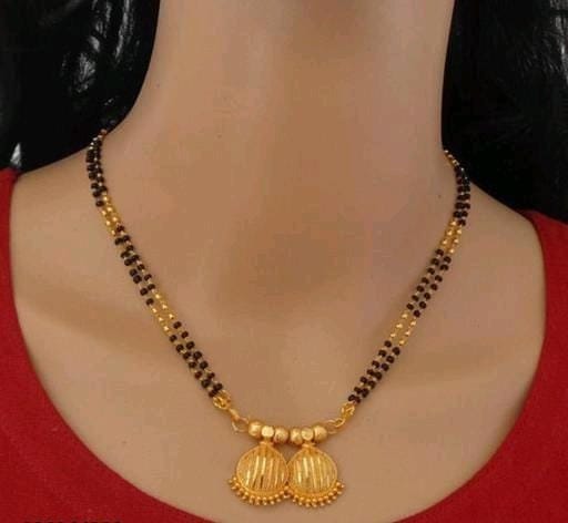 Suhagan Long Black Beads Indian Gold Pendant Mangalsutra Necklace For Women