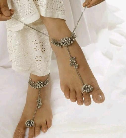 German Silver Ghungroo Lound South Oxidised Anklets For women & Girls