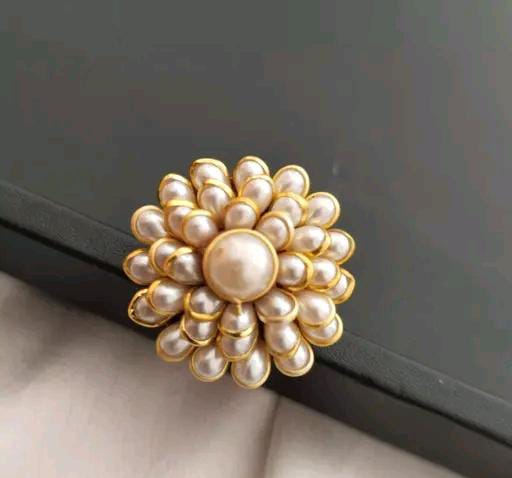 White Pearls Studded Luxury Kundan Ring for the Modern Royal For Women & Girls