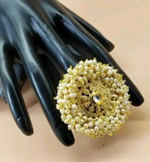 Guttapusalu South Indian Designer Big Size Golden Pearls Ring: Timeless South Indian Artistry