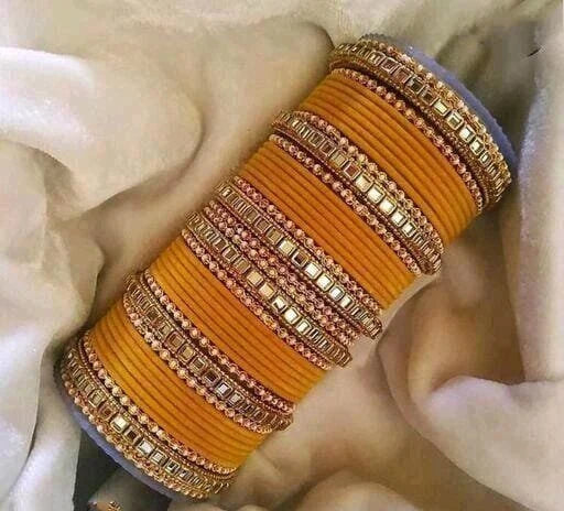 Bridal Punjabi Velvet Kundan Metal Bangles Set For Women & Girls Bridal Set