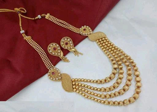 South Indian Antique Style Copper Gold Plated Jewellery Set For Bridal & Women