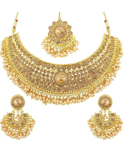 South indian Gold Plated Bajra Kundan Moti Chik Choker Necklace Set, Handmade Jewelry, Indian Jewelry, Jhumka, Jhumki, Ethnic Jewelry, Gifts