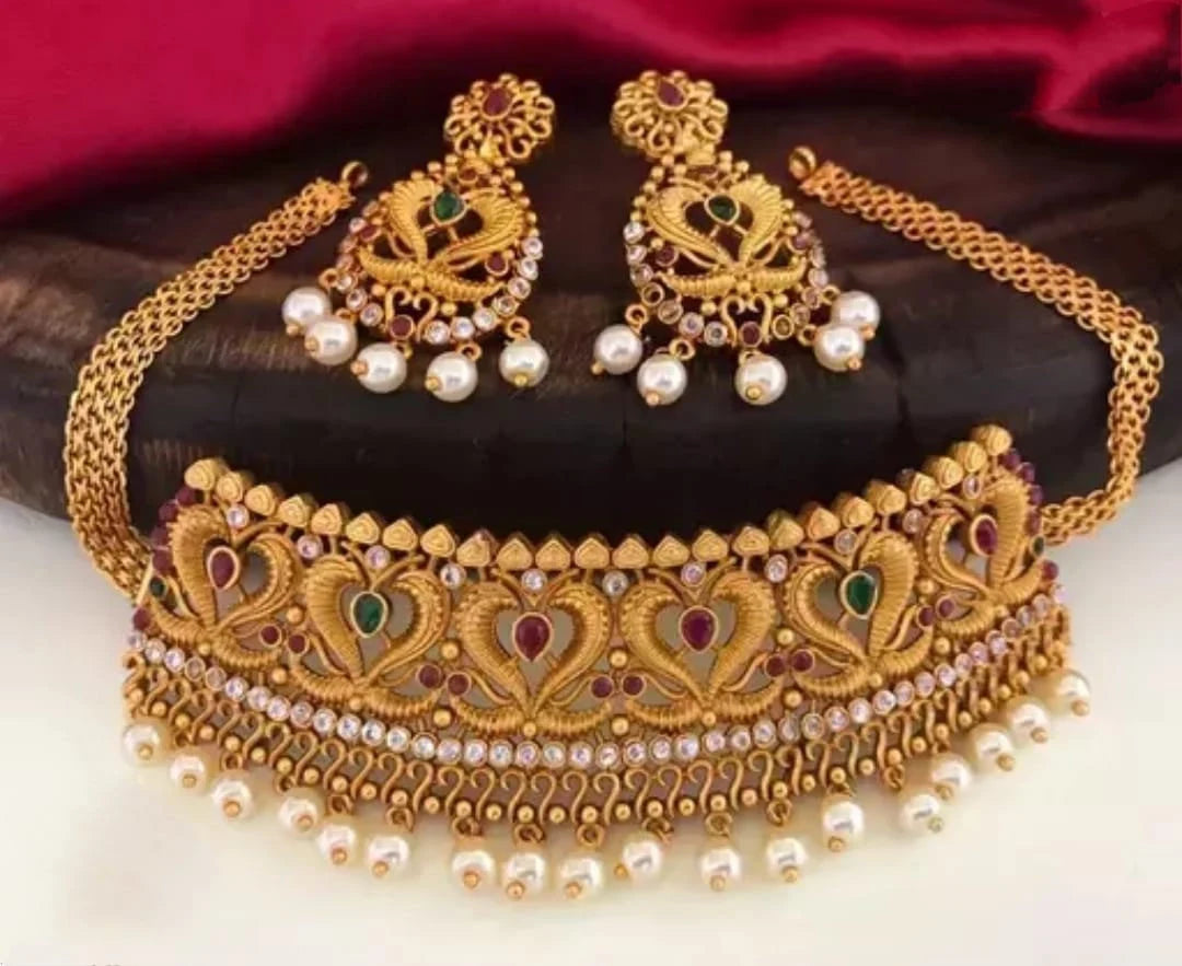 Heavy Bollywood Designer South Indian Gold Plated Jewellery Set For Women & Girls