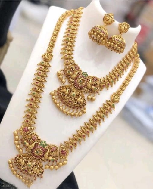 South indian Gold Plated Temple Kempu Stone Choker Necklace Set, Handmade Jewelry, Indian Jewelry, Jhumka, Jhumki, Ethnic Jewelry, Gifts