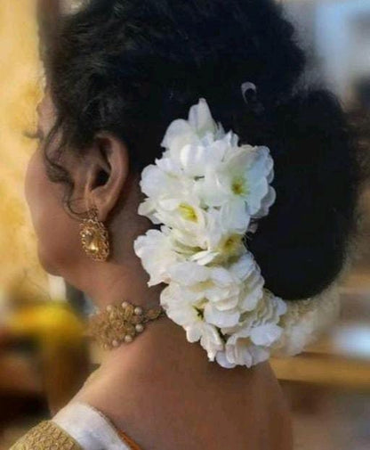 Artificial Flower Bridal Bun Gajra Hair Scrunchie, Wedding Gajra Bun Holder, Gajra Hand band, Wedding Favors, Mogra Hand Hair Accessories