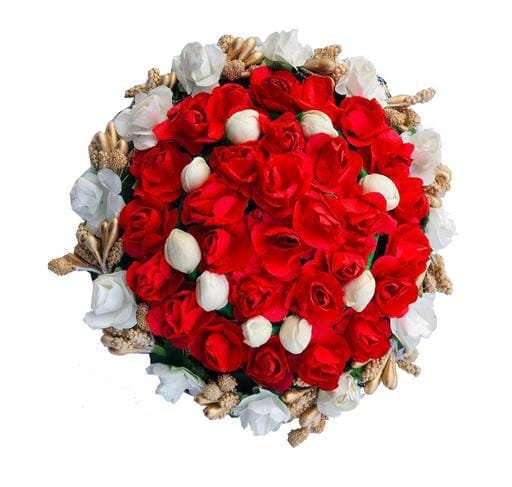 Bride Mogra Red Roses Bun Holder, Hair Bun Holder, Gajra Style Juda Bun, Hair Accessories, Flower Wedding Gajra Bun Juda