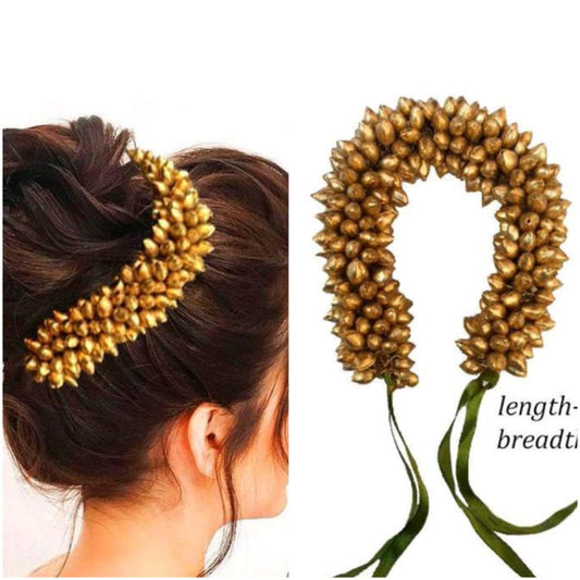 South Indian Jasmine Golden Metal Bride Gajra, Wedding Gajra Bun Holder, Gajra Hand band, Wedding Favors, Mogra Hand Hair Accessories