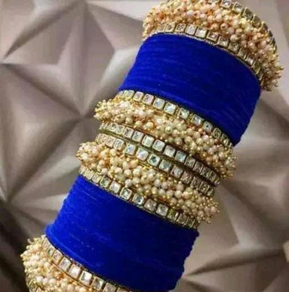 Personalized Velvet Thread Bangles Handmade Wedding Heavy Work Bangles Jewelry Indian, Pakistani Bangles Set Bridesmaid Wedding Indian Chura