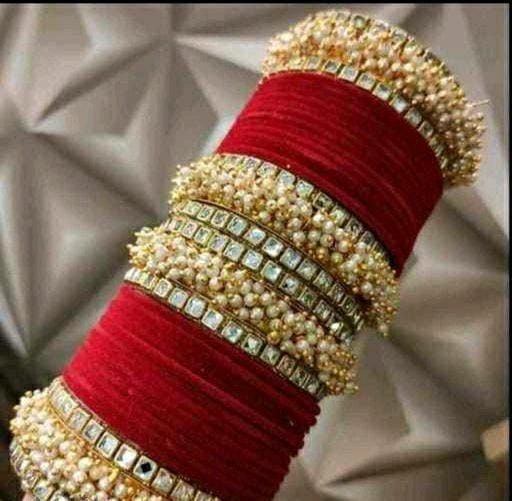 Personalized Velvet Thread Bangles Handmade Wedding Heavy Work Bangles Jewelry Indian, Pakistani Bangles Set Bridesmaid Wedding Indian Chura