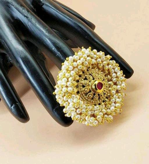 Polki Kundan Bollywood Design Ring/ Fine Kundan Ring/ Meenakari Gold Ring/ Indian Adjustable Ring/ Pakistani Ring/ Wedding  Indian Rings