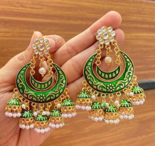 Minakari jhumka, jhumka for wedding, jhumka earrings, indian earrings, pakistani jhumka, jhumka jewellery,women jhumka earrings, chandbaliya