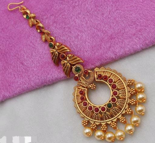 Gold Plated Tikka Maang Tikka Gold Tikka Bridal Maang Tikka Jewelry Antique Tikka Headpiece Wedding Tikka Pakistani Jewelry Golden Tikka