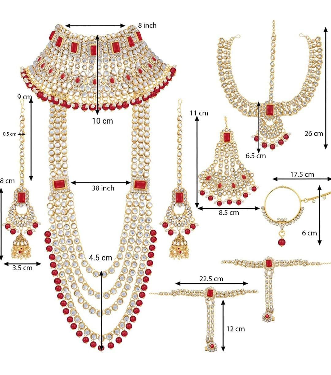 Sabyasachi Inspired Indian Bridal Jewelry Gold Bollywood Wedding Bridal Set Red Gold Plated Uncut Kundan Heavy Bridal Necklace Set