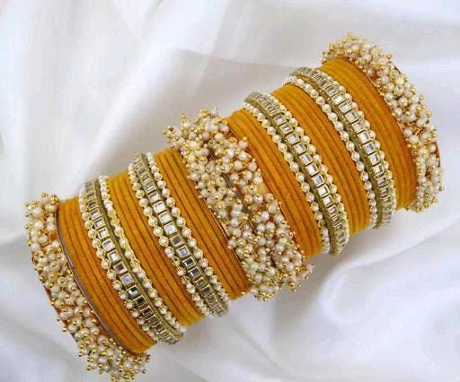 Orange Colour Bridal Gold Metal  Bangles Set, Golden Chudiya, Ethnic Chudiya Bangles Set, Traditional Bangles, Braceler & Bangles