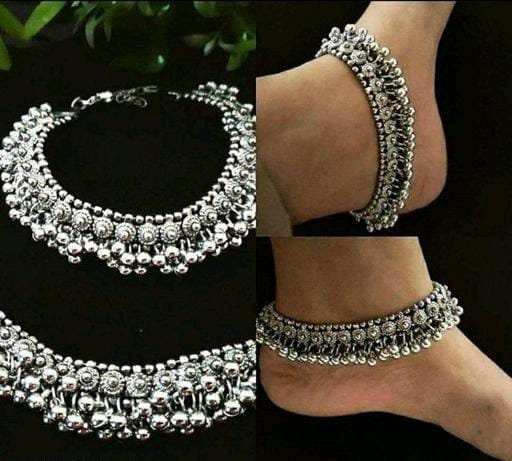 Daily Wear Silver Anklet/ Ghungroo Payal/ Bollywood Jaipuri Jewelry/ Heavy Kundan Payal/ Wedding Silver Payal/ Indian Jewelry