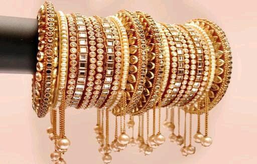 Sabysachi Kundan Studded Bridal Bangles Set, Punjabi Chura Set, Bridal Chooda Set, Indian Wedding Bangles, Punjabi Choora, Latkan Bangles