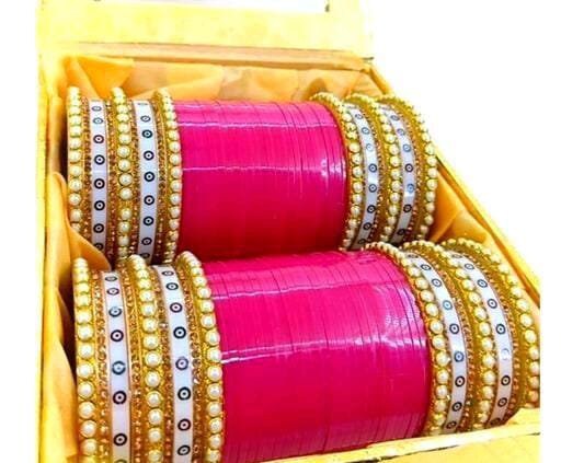 Pink New Punjabi Chura Set, Bridal Chooda Set, Indian Wedding Bangles, Punjabi Choora, Punjabi Suhagan Bangles, Indian Chuda, Red Bangles