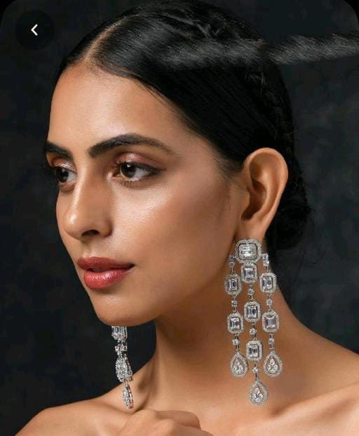 Crystal Statement Earrings, Elegant American Diamond Earrings- Sparkling CZ Earrings- Bridal Accessories - Handcrafted Statement Pieces