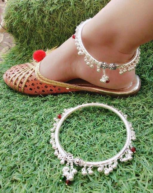 Ghungroo Silver Anklet kada Pair / Ghungroo Payal/ Bollywood Jaipuri Jewelry/ Heavy Kundan Payal/ Wedding Silver Payal/ Indian Jewelry