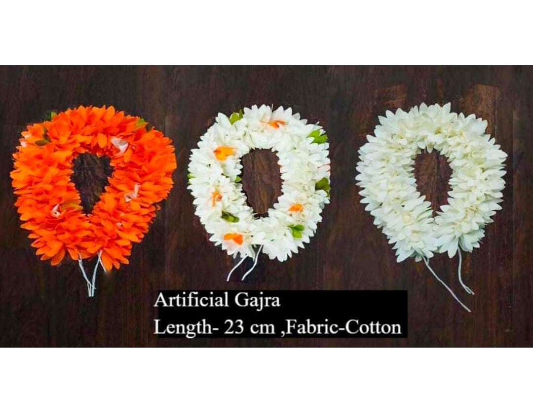 Pack Of 3 Garland Juda Decoration, Artificial Mogra Jasmine Gajra, Wedding Gajra Bun Holder, Gajra Hand band, Wedding Favors, Mogra Gajra