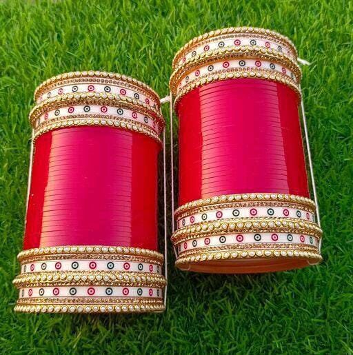 Bright Red Punjabi Chura Set, Bridal Chooda Set, Indian Wedding Bangles, Punjabi Choora, Punjabi Suhagan Bangles, Indian Chuda, Red Bangles