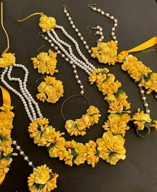 Jewelry Mehendi Shower Baby Bridal Haldi Ceremony Flower Jewellry Floral Gotta Bo Patti Made Low Price with Traditional Indian