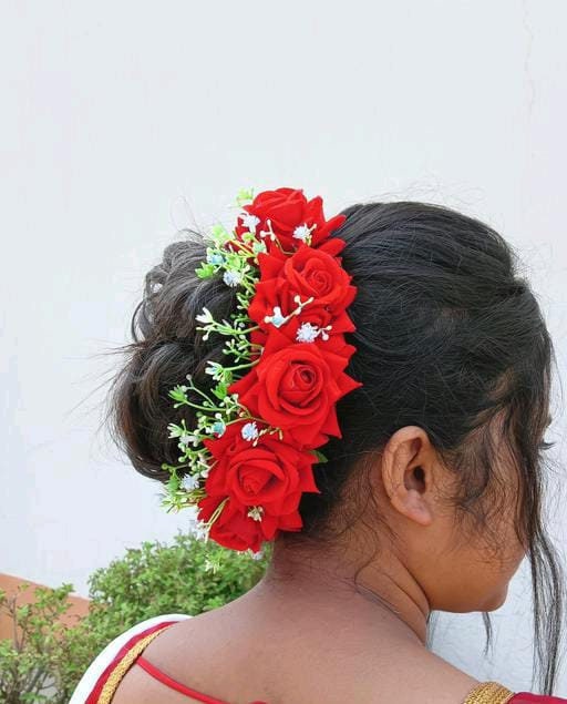 Wedding Gajra, Scrunchie Gajra, Indian Wedding Floral Jewelry, Hair Gajra, Hair Accessories, Mogra Gajra, Elastic Gajra