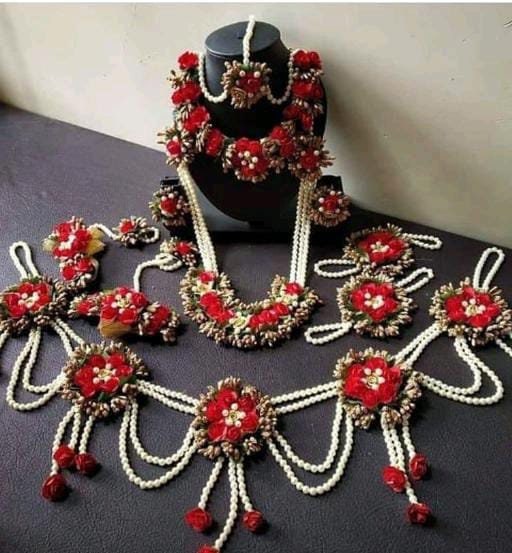 Elegant Pearls Floral Jewelry Set For Bride Pearls Kamarband Necklace Set Handmade Floral Jewelry For Haldi Function, Wedding Jewelry