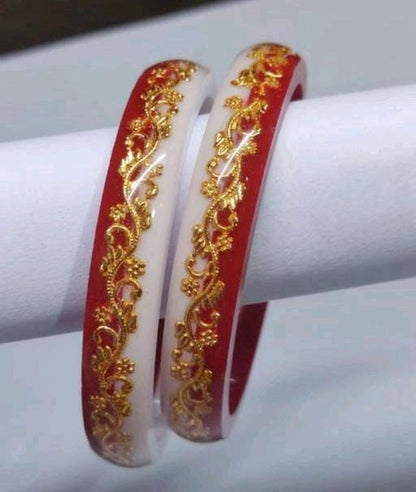 Gold Binding Pola Bangles, Shakha Plain Pola Bangles, Shakha Pola Bangles, Red White Copper Plated Bangles, Acrylic Bangles, Bangoli Bangles