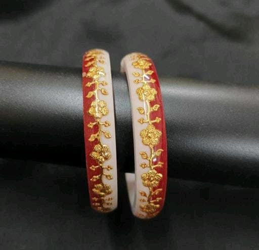 Gold Binding Pola Bangles, Shakha Plain Pola Bangles, Shakha Pola Bangles, Red White Copper Plated Bangles, Acrylic Bangles, Bangoli Bangles