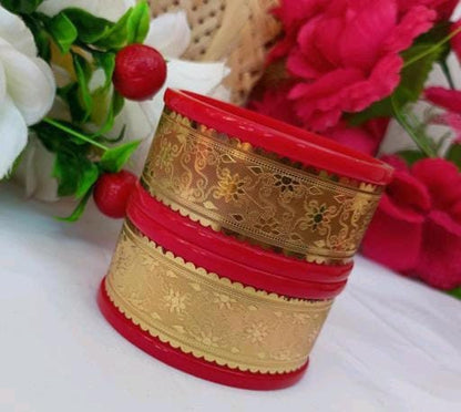 Big Size New Gold Plated Kada Bangles, Shakha Pola Bangles, Red White Copper Plated Bangles, Acrylic Bangles, Bangoli Acrylic Wedding Set