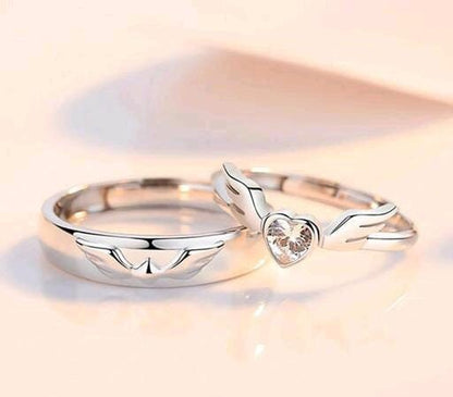 Heart Shape Adjustable Ring, Crown Ring silver diamonds men women Jewelry Unisex, gift for her/ crown luxury ring, king ring, queen ring