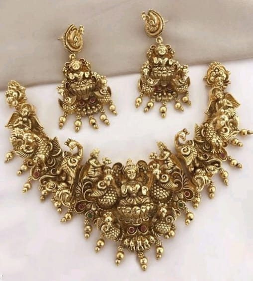 Indian Gold Plated Temple Indian Jewelry Necklace Choker Set With Earrings, Pakistani Gold Necklace, Kundan Wedding Bridal Jewellery Set