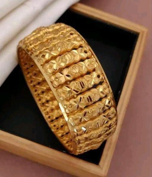 Sabyasachi Designer Gold Kada Bangle, Big Size Golden Bracelet, Indian Jewelry, Gold Plated Bangles, Gold Jewelry, Designer Hand Kada