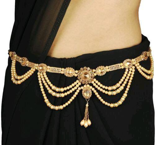 Kamarbandh Jewelry,Indian Waist Chain, Gold Plated Pearl Saree BellyChain ,Jewelry Belt,Ethinic Jewelery, Bridesmaid Jewelry