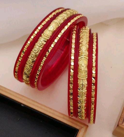 Gold Binding Pola Bangles, Shakha Pola Bangles, Red Copper Plated Bangles, Acrylic Bangles, Bangoli Bangles, Golden Bangles, Pola Bangles