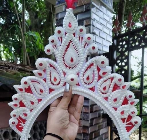 Bengali Crown Sithi Mukut Front Bridal Mukut Shola Mukut for Bengali Wedding Indian Bridal Crown Classical Dance Indian Topor Women Mukut