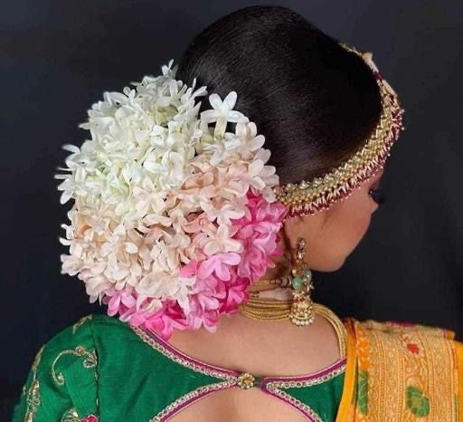 Jasmine Hair Bun Gajra Reusable Bun Flower Jewelry for Wedding Bridal Juda for Bride Indian Floral Bun Bollywood Style Classical Dance